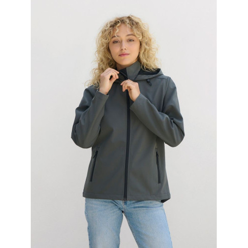 Куртка софтшелл с капюшоном женская Race Women, темно-синяя Куртка софтшелл с капюшоном женская Race Women, темно-синяя