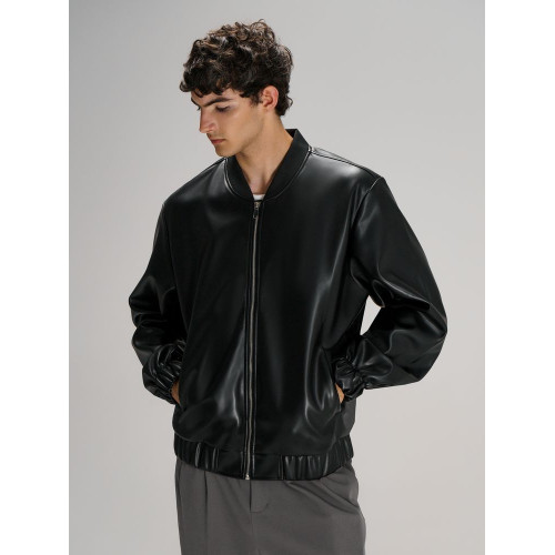 Бомбер из искусственной кожи Univer, черный Бомбер из искусственной кожи Univer, черный