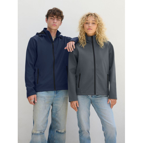 Куртка софтшелл с капюшоном мужская Race Men, темно-синяя Куртка софтшелл с капюшоном мужская Race Men, темно-синяя