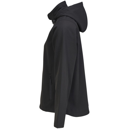 Куртка софтшелл с капюшоном женская Race Women, черная Куртка софтшелл с капюшоном женская Race Women, черная