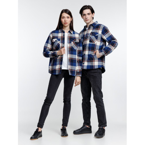 Куртка-рубашка оверсайз унисекс Noah, синяя Куртка-рубашка оверсайз унисекс Noah, синяя