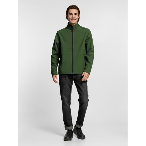 Куртка софтшелл мужская Race Men, темно-зеленая Куртка софтшелл мужская Race Men, темно-зеленая