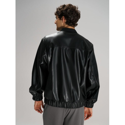 Бомбер из искусственной кожи Univer, черный Бомбер из искусственной кожи Univer, черный