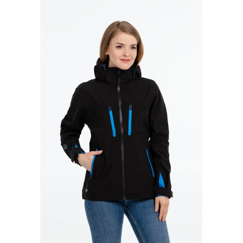 Куртка софтшелл женская Patrol, черная с синим Куртка софтшелл женская Patrol, черная с синим