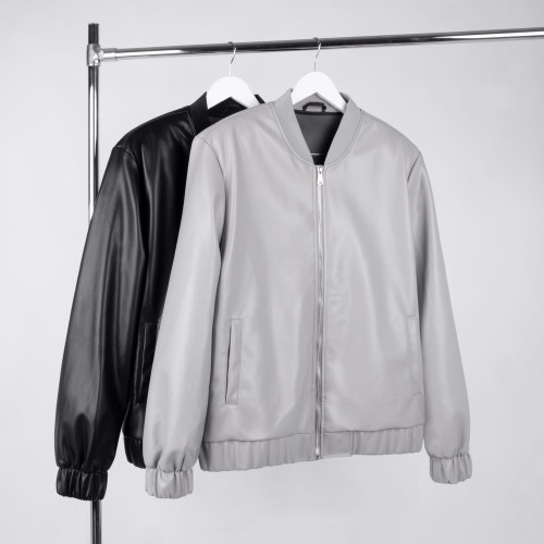 Бомбер из искусственной кожи Univer, серый Бомбер из искусственной кожи Univer, серый