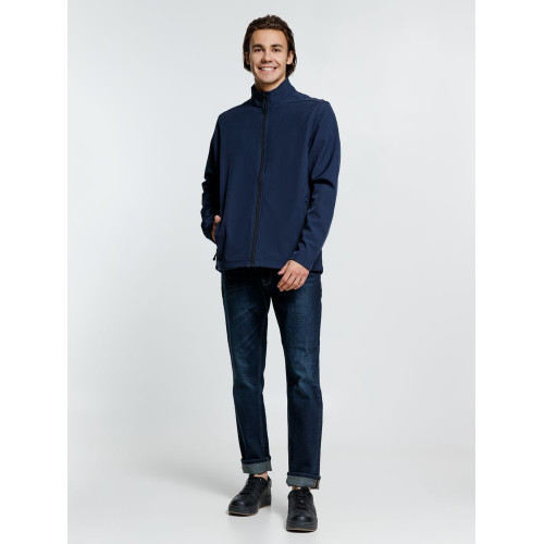 Куртка софтшелл мужская Race Men, темно-синяя Куртка софтшелл мужская Race Men, темно-синяя