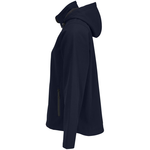 Куртка софтшелл с капюшоном женская Race Women, темно-синяя Куртка софтшелл с капюшоном женская Race Women, темно-синяя