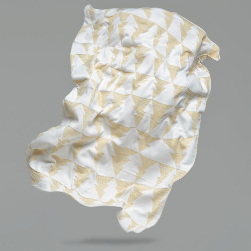 Плед «Танцующий лес», белый с золотистым Плед «Танцующий лес», белый с золотистым