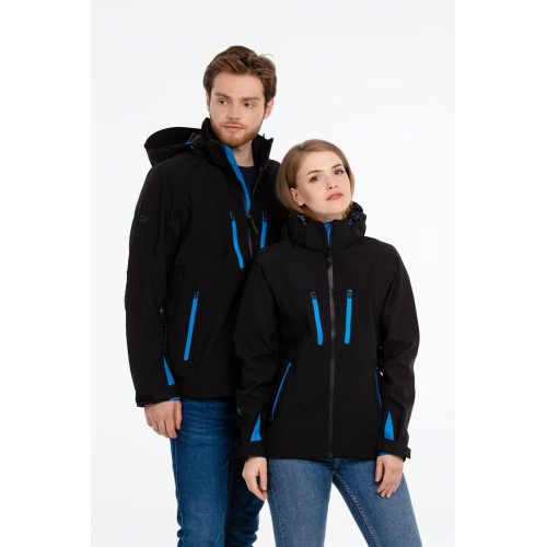 Куртка софтшелл мужская Patrol, черная с синим Куртка софтшелл мужская Patrol, черная с синим