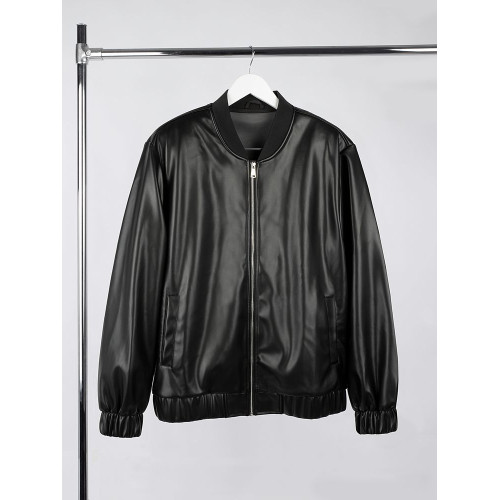 Бомбер из искусственной кожи Univer, черный Бомбер из искусственной кожи Univer, черный