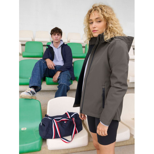 Куртка софтшелл с капюшоном женская Race Women, темно-синяя Куртка софтшелл с капюшоном женская Race Women, темно-синяя