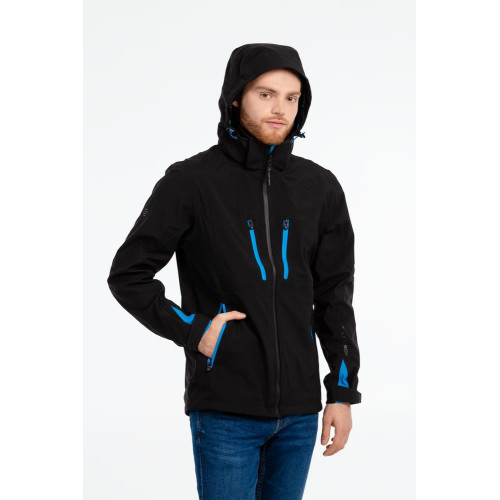 Куртка софтшелл мужская Patrol, черная с синим Куртка софтшелл мужская Patrol, черная с синим