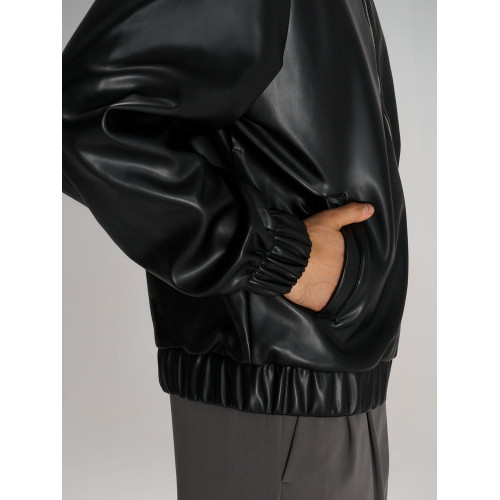Бомбер из искусственной кожи Univer, черный Бомбер из искусственной кожи Univer, черный
